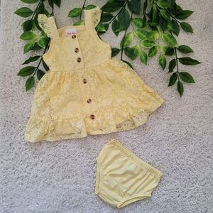 Baby Girl Yellow Floral Dress + Bloomers (9-12 Months)